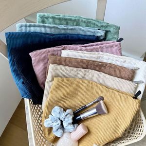 Bolsa de Maquillaje Grande de Pana Personalizada en Varios Colores con Cierre, Bolsa de Almacenamiento de Cosméticos de Moda para Mujer, Bolsas Organizadoras de Viaje - Product Image 1