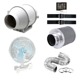 Grow Tent Ventilation System 4 Inch Duct Fan with activated carbon air filter and Thermohygrometer