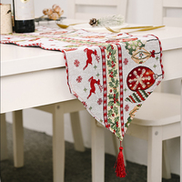 Chemin de table de Noël en coton et lin tissé jacquard imprimé, lavable - Quatre styles, plusieurs couleurs