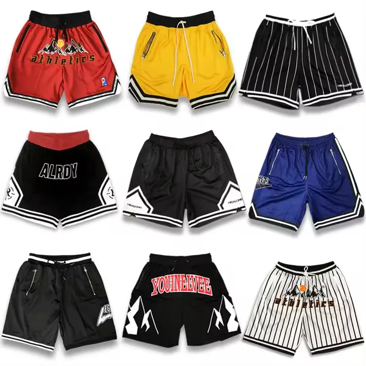 Pantalones cortos de baloncesto vintage sublimados personalizados Ropa deportiva para niños adultos Pantalones cortos de malla de baloncesto en blanco