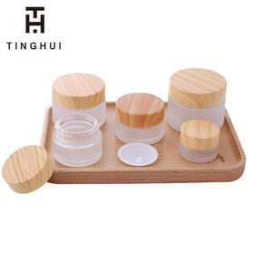 Custom logo Round Pots 10g 20g 30g 50g 100g Body Butter Face Cosmetic Cream Frost Glass Jar with Bamboo Lid - Product Image 3