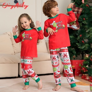 RTS rojo manga larga pareja pijamas familia Loungewear mujer ropa de dormir conjuntos Navidad pijamas familia - Product Image 3
