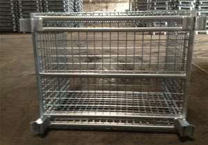 Conteneur en treillis métallique pliable entrepôt industriel stockage de fret métallique en vrac équipement de <span class=keywords><strong>Cage</strong></span> en acier inoxydable avec roues - Product Image 3