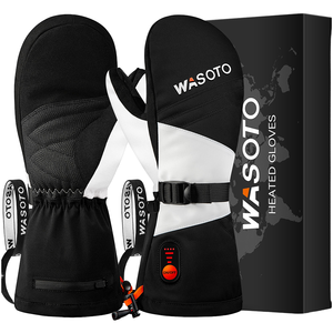 Mitaines chauffantes haute performance imperméables et respirantes avec doublure en velours noir et blanc, 7 couches de matériau thermique en polyester pour le ski - Product Image 1