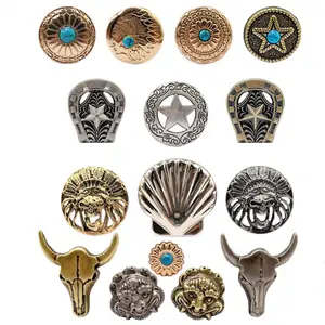 Venta caliente Conchos para ropa textil Tachuela ecuestre occidental Latón antiguo Conchos Screwback