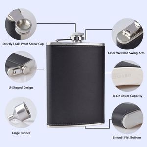 Ensemble de flacons à liqueur miniatures de haute qualité en acier inoxydable de 8 oz avec entonnoir, design portable pour le camping et la randonnée, boîte cadeau de style américain - Product Image 5