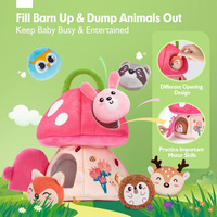 Jouets en peluche personnalisés en polyester ultra doux, animaux en peluche mignons en forme de maison champignon, renard, hérisson, hibou, lapin, cerf, rembourrés de coton PP
