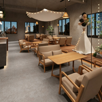 Meubles de restaurant, ensemble table et chaises pour café, canapé commercial en bois massif avec éponge haute densité pour cafés, salons de thé