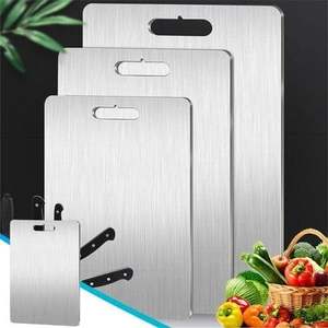 Ensemble de 3 planches à découper en titane pour la cuisine, double face, 100% titane pur, grande planche à découper en titane - Product Image 1