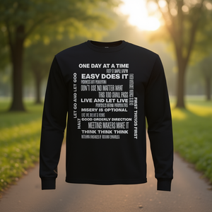 T-shirt à manches longues One Day At A Time, cadeau d'anniversaire inspirant pour la récupération et la sobriété - Product Image 3