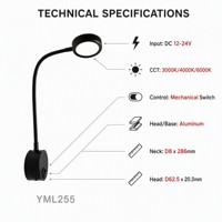 Lumière de tête de lit LED flexible DAMAVO 12V/24V, montage mural, commande tactile, port USB, garantie 1 an, éclairage intérieur pour camping-car