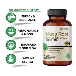 オーガニック100%ピュア非遺伝子組み換えビーガンマカ根カプセル4000mg天然エナジーチャージャー生殖機能サポートハーブサプリメント - Product Image 2