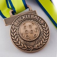 Médaille en métal personnalisée avec logo sur mesure, trophée artisanal, médaille de pickleball, fabrication Noble Manufacturer
