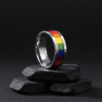 8MM Wolfram Regenbogen Schwulen- und Lesben-Ehering Verlobungsring Unisex Gay Pride Herrenring von Drittanbieter Zertifiziert THX Schmuck