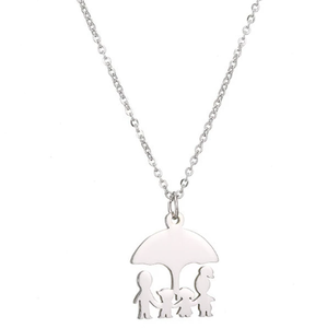 Nuova Tendenza Collana in Acciaio Inossidabile a Forma di Ombrello <span class=keywords><strong>Serie</strong></span> Famiglia di Quattro Catena per Clavicola da Donna Regalo per la Festa della Mamma e del Papà - Product Image 3
