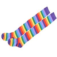 Femmes tricoté arc-en-ciel cuisse-haute rayé genou-haut bas longs saison d'hiver Sport de plein air jambières chaussettes motif Animal