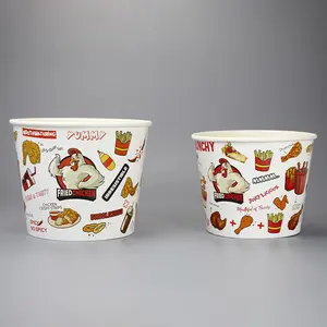 Factory Direct Sale Custom Fried Chicken Popcorn Paper Buckets Compostable Food Take Away Container