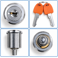 Cylindre de serrure à came fileté en alliage de zinc chromé 19 mm avec 2 clés pour quincaillerie de porte d'armoire industrielle
