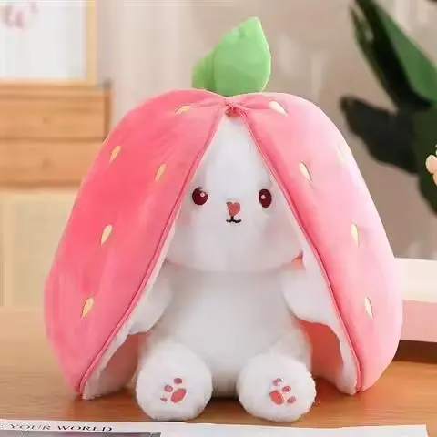 2024 gran oferta lindo conejo relleno de zanahoria de fresa juguete de peluche