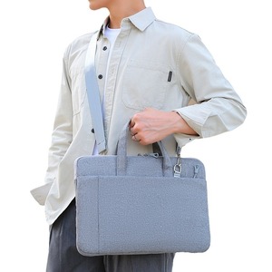 Polyester Thin Portable <b>Laptop</b> Bag Business-style Large Capacity Inner Sleeve Casual Solid Color Tote Bag with Handle. - Product Image 6