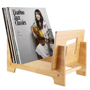 Étagère à disques vinyles multifonctionnelle en bambou élégante et raffinée à 2 niveaux pour la maison - Product Image 1