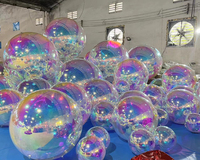 Boule gonflable géante d'usine, sphère suspendue irisée, boule miroir flottante pour la publicité