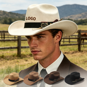 Chapeau de cowboy occidental rétro en feutre noir coloré, style jazz, tendance, de haute qualité, nouveau modèle, populaire, pour l'extérieur - Product Image 1