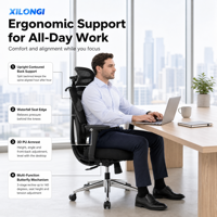 Chaise de bureau ergonomique en maille intégrale pour le personnel, avec accoudoirs 3D, hauteur réglable, siège en mousse haute densité, pivotante pour le bureau