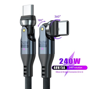 <span class=keywords><strong>Cable</strong></span> de <span class=keywords><strong>Datos</strong></span> Giratorio Tipo-C XXD de 240W, Doble Rotación de 540°, Conductor de Cobre Puro, Revestimiento de Nailon Tejido, Carga Rápida de 48V 5A - Product Image 2