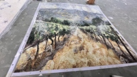 Mosaïque murale artisanale en pierre naturelle et verre, motif arbres, pour la décoration de villas et de maisons