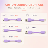 Kabel Data USB C Tipe C ke Tipe C dengan 8 Gaya Figurine Kartun Silikon Lepas Pasang, Kepang, dan Aksesoris yang Dapat Ditukar