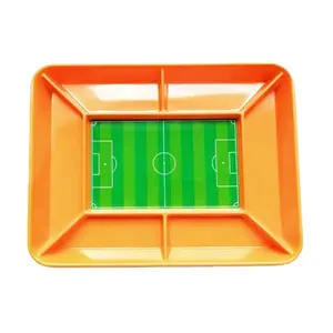 19x13,7 pulgadas siete compartimentos reutilizable melamina plástico estadio de fútbol bandeja para servir aperitivos divididos bandeja para servir