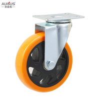 Roue à roulettes en PU orange/jaune, roue à roulettes industrielle, 3 pouces, 4 pouces, 5 pouces, trois tailles au choix
