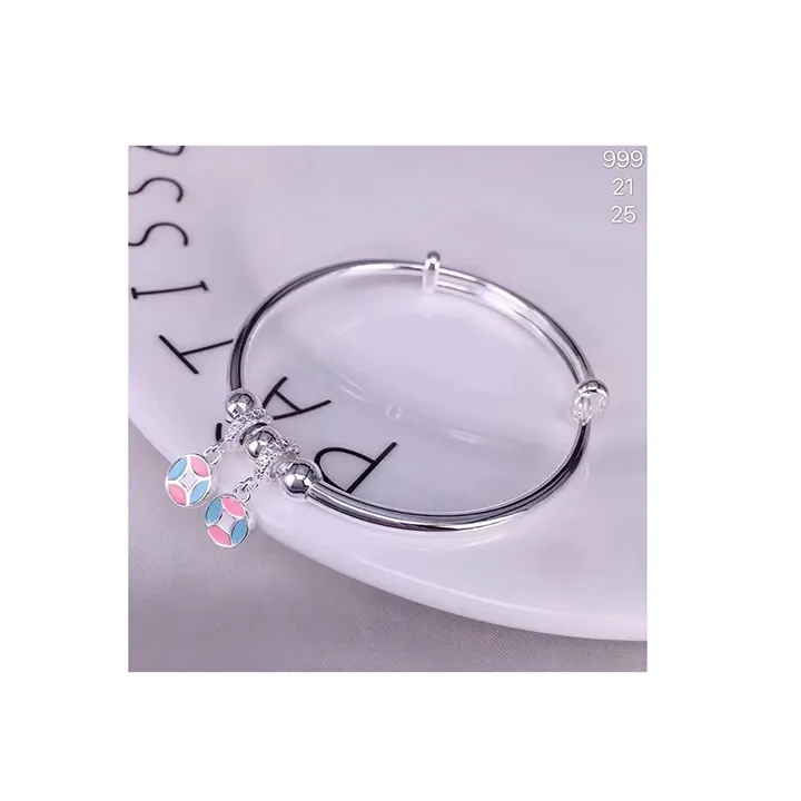 New Heart Shaped Butterfly Flower Smiling Animal 925 Sterling Silver Elegant Fashion Bangle Bracelet Jewelry