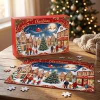 Puzzle de Noël en carton, jouet DIY avec boîte, impression couleur intégrale, cadeau de Noël