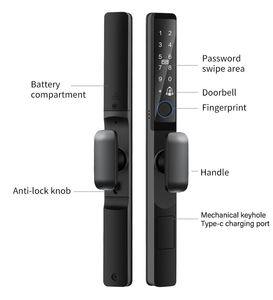 방수 Tuya 와이파이 슬라이딩 도어록 원격 알루미늄 도어록 스마트 도어록 - Product Image 2