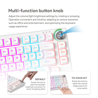 FURYCUBE IP75 Wired 81 Keys RGB Backlit Silent Membrane Mechanical Feel Keyboard with Multi-Functional Knob for Office Desktop