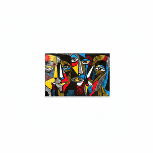 Vibrant Colorful African Faces Printed <b>Canvas</b> - Abstract Afrocentric <b>Wall</b> Decor,TEMPERED GLASS ART - Product Image 2