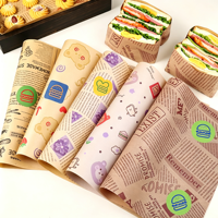 Kertas Roti Anti Minyak Putih Food Grade 40gsm dengan Logo Custom untuk Pembungkus Makanan Cepat Saji