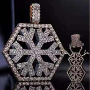 Colgante de Diamante de Corte Redondo con Moissanita VVS, Estilo Hip Hop, con Incrustaciones, Plata de Ley 925, Joyería para Fiestas, para Hombres y Mujeres - Product Image 4