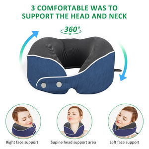 Oreiller de voyage confortable en mousse à mémoire de forme, soutien cervical ergonomique, avec sac de rangement, masque pour les yeux et bouchons d'oreilles - Product Image 3