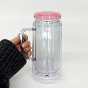 Entrepôt américain, pré-percé, 12 oz, 16 oz, enveloppes UV DTF, <span class=keywords><strong>globe</strong></span> à neige en acrylique transparent, tasses à café, tasses à bière de voyage avec poignée et bouchon en silicone - Product Image 5