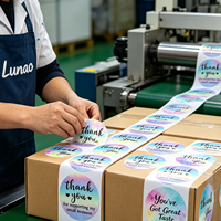 Rouleau d'autocollants de remerciement dégradés, étiquettes rondes holographiques aquarelle pour l'emballage des boutiques de cadeaux