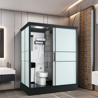 Cabine de douche carrée pratique et fonctionnelle avec plateau en ABS finition brossée, design moderne, porte coulissante pour usage hôtelier