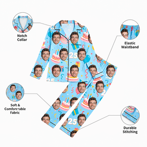 <span class=keywords><strong>Pigiama</strong></span> Personalizzato <span class=keywords><strong>con</strong></span> Foto, Set <span class=keywords><strong>con</strong></span> <span class=keywords><strong>Bottoni</strong></span>, Maniche Lunghe, per Feste di Compleanno, MOQ 1, Dropshipping - Product Image 5