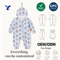 Combinaisons personnalisées unisexes à double fermeture éclair en viscose de bambou pour bébé, ensemble de combinaisons intégrales personnalisées pour bébé