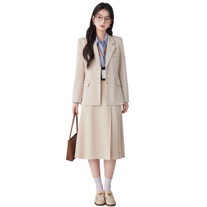 Women's Suit <b>Set</b> Midi Skirt <b>Office</b> Lady Style Anti-Wrinkle Polyester Viscose Spandex Work Commuting - Product Image 5