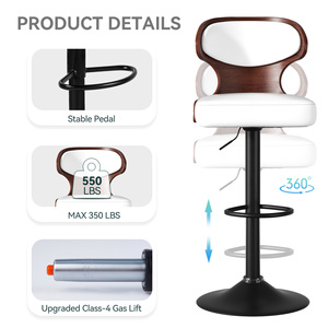 Taburete de Bar Ergonómico Moderno de Doble Color, en Cuero PU, Giratorio, Altura Ajustable, Asiento Grande, para Hotel, Cocina, Barra de Exterior - Product Image 4