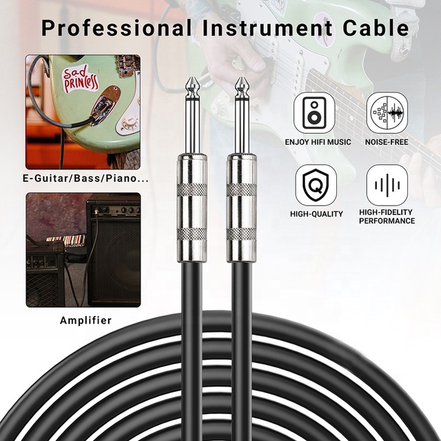 Xput 6.35MM 1/4 Inch OFC Low Noise Guitar Audio Cable Electric Music Instrument 6.35 Jack Cord for Guitar Bass Amplifier Speaker