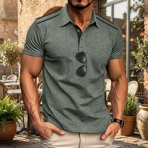 Polo à manches courtes pour homme 2025 en tissu non tissé Spandex/Polyester, design bicolore pour le sport en plein air, le golf et la mode - Product Image 2